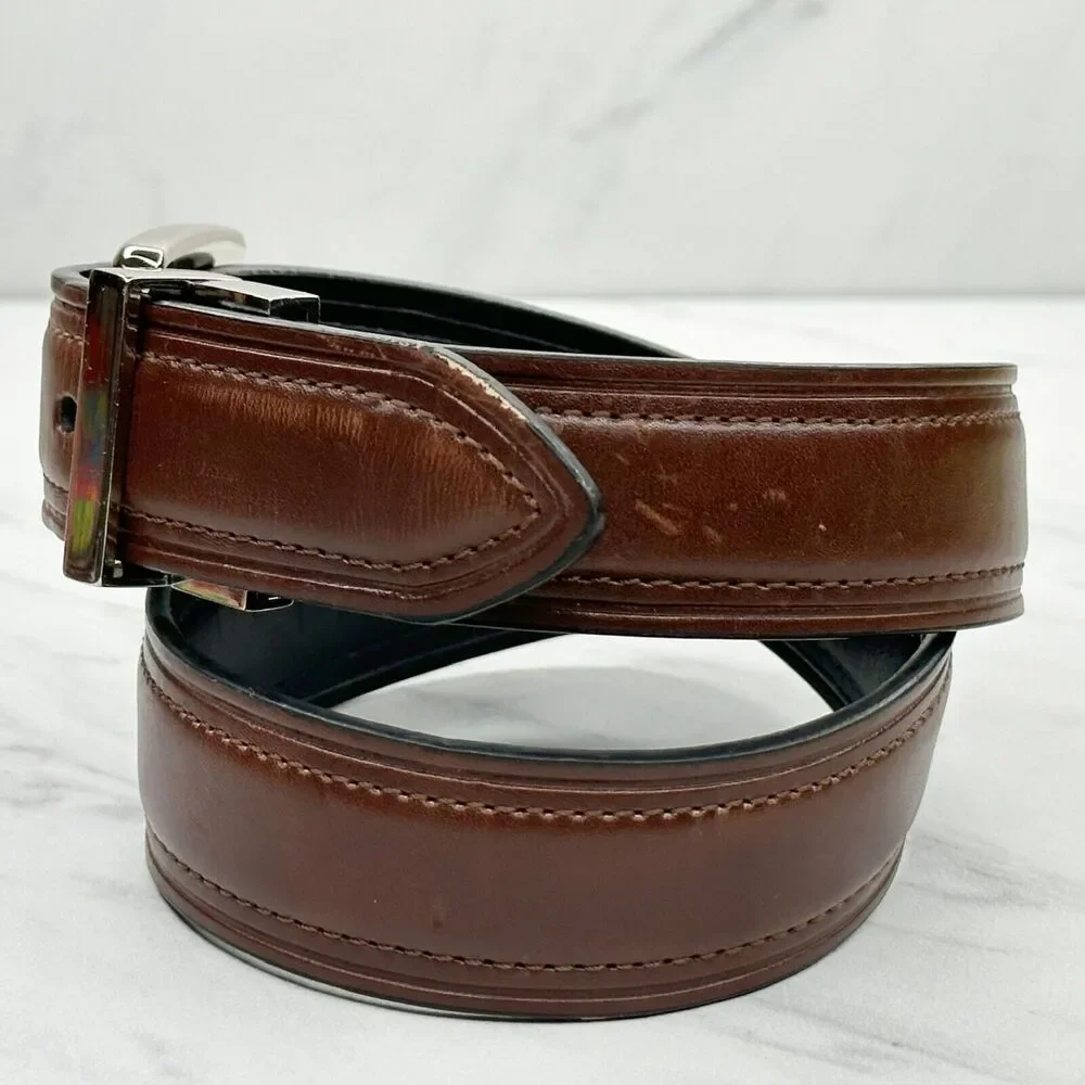 Chaps Black and Brown Faux Leather Reversible Belt Size Small S Kids Youth